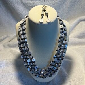 Premier Designs Black and White Necklace and Earrings